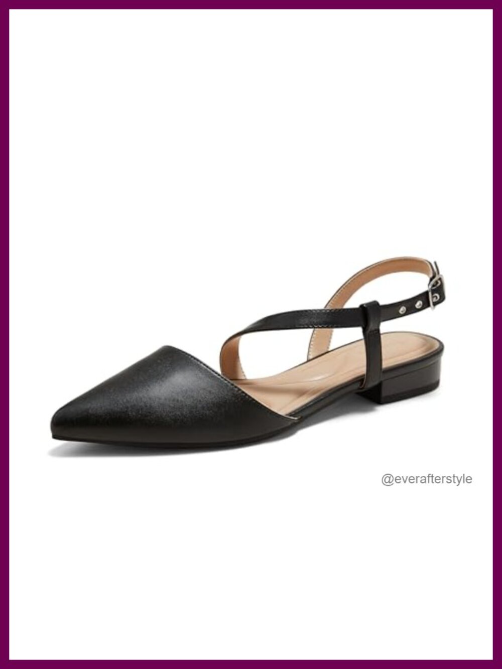 Slingback Flats Pointed Toe Comfortable Faux Leather Casual Dress Work Shoes